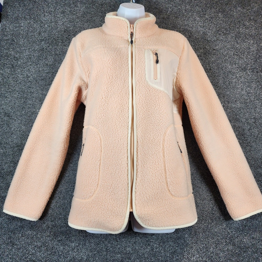 T by Talbots Women Cozy Sherpa Fleece Gorpcore Outdoor Full Zip Jacket Size‎ L